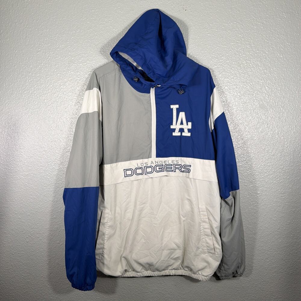 Carl Banks Los Angeles Dodgers MLB Half-Zip Pullover Jacket XL Gray Blue White